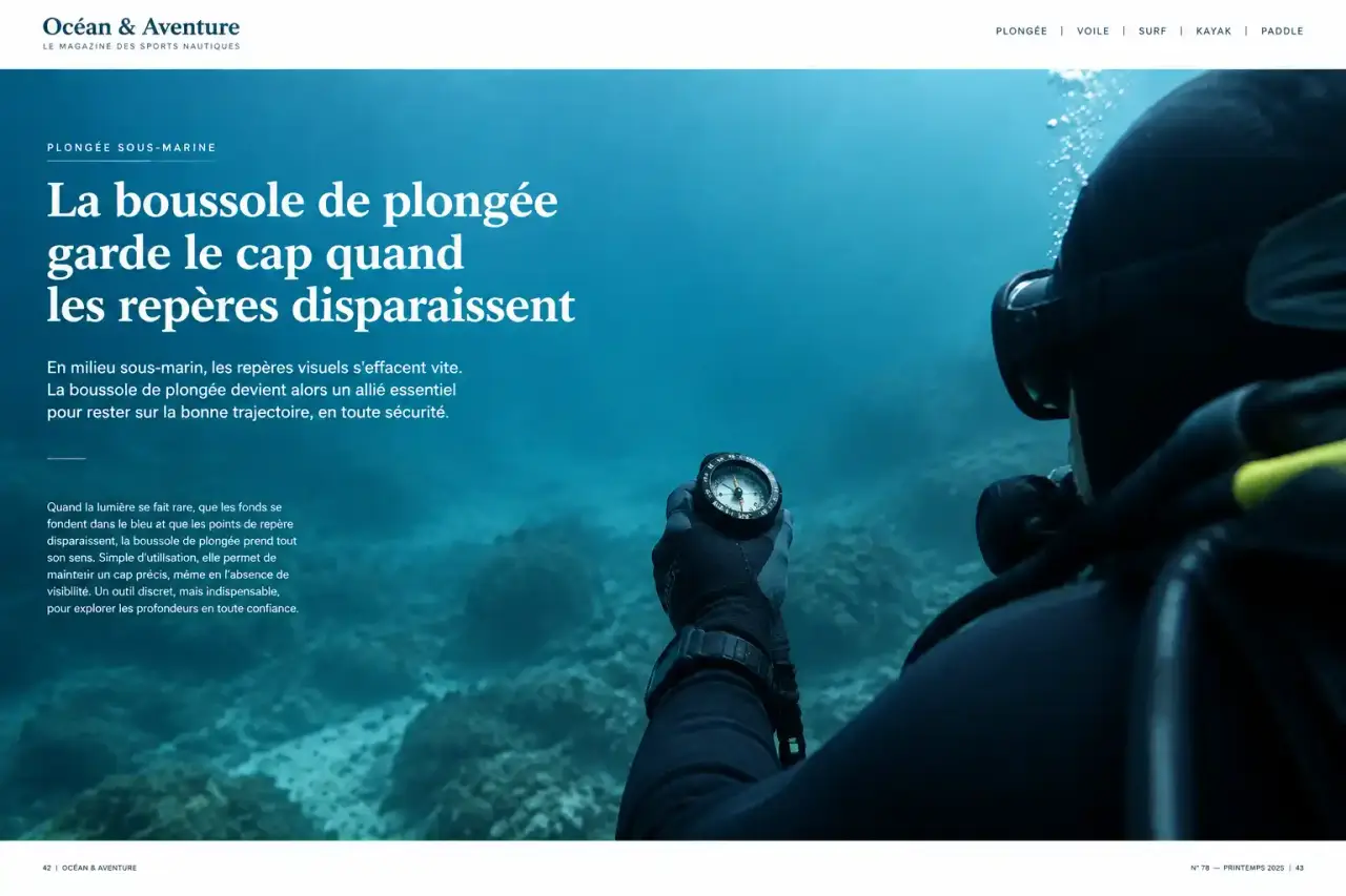 La boussole de plongée garde le cap quand les repères disparaissent