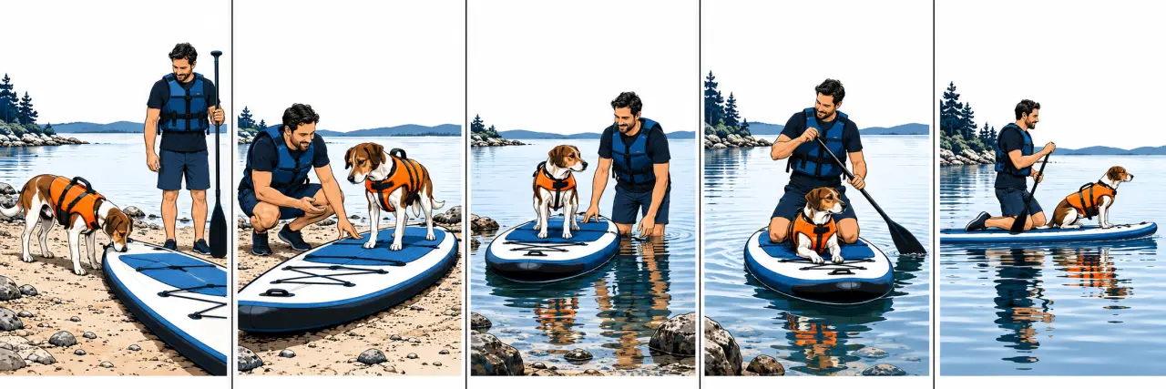 Progression en cinq étapes pour débuter le cani paddle avec son chien