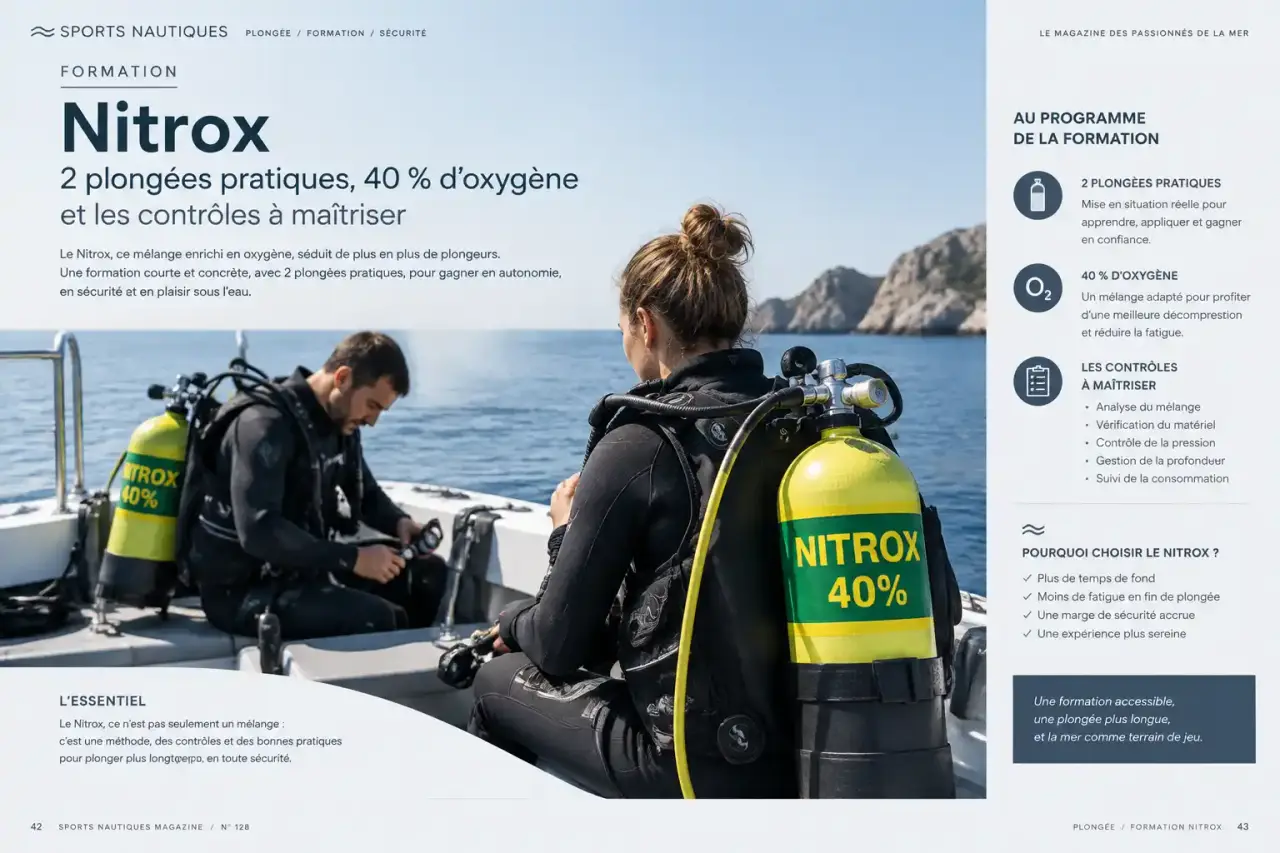 Formation Nitrox : 2 plongées pratiques, 40 % d’oxygène et les contrôles à maîtriser
