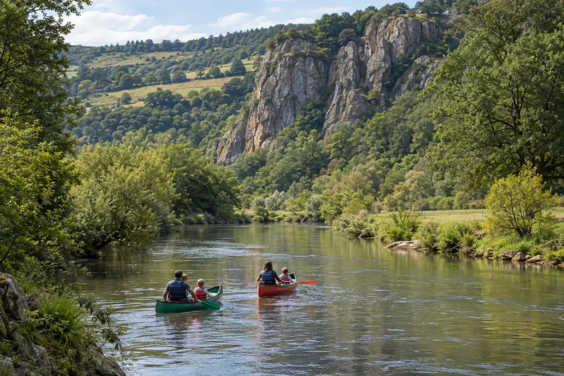 Canoë-kayak en Normandie sur l'Orne près de Clécy, en Suisse normande