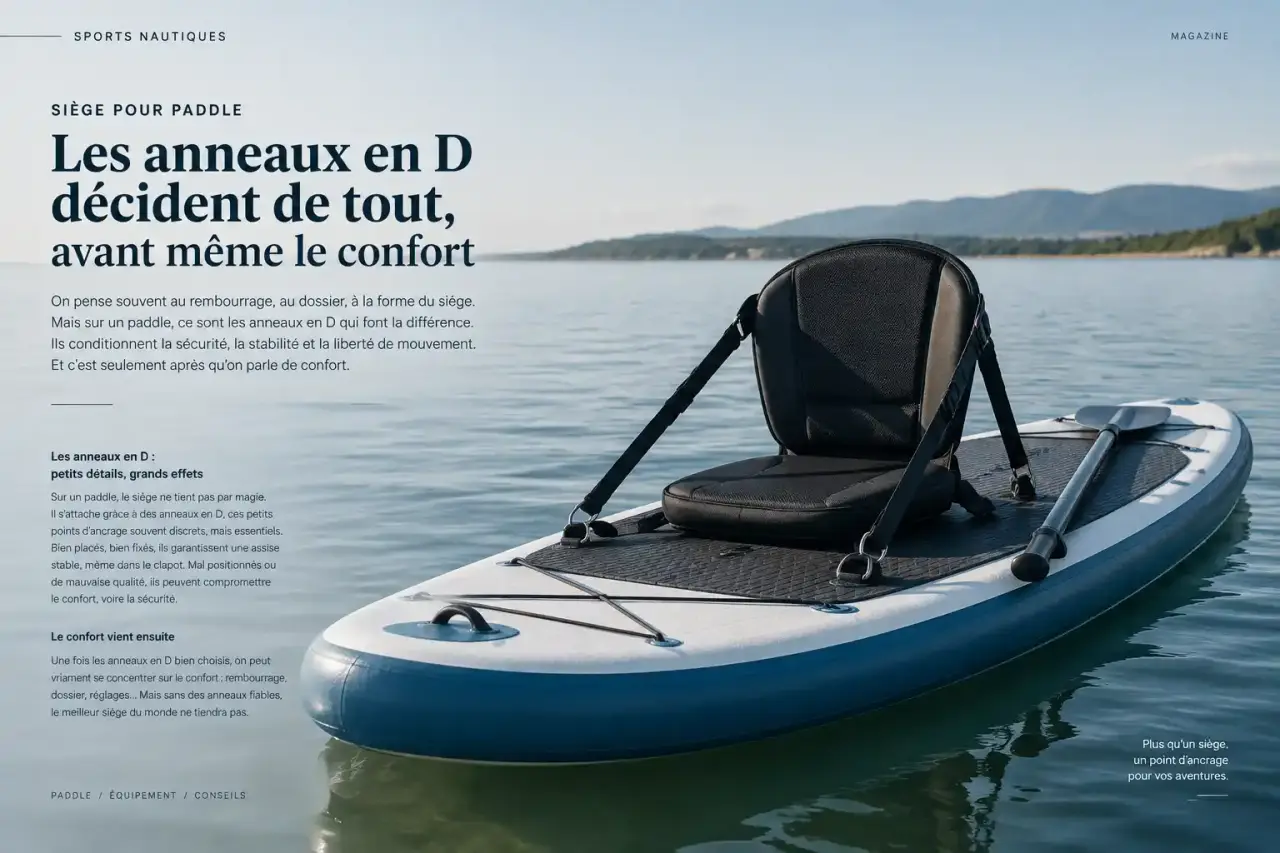 Siège pour paddle : les anneaux en D décident de tout, avant même le confort