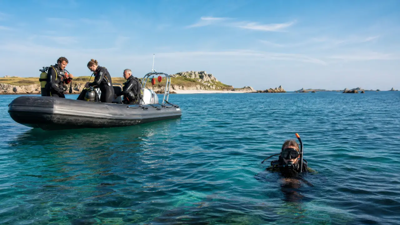 Première plongée à Molène, illustration du littoral breton et de la mer d'Iroise